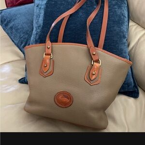 Dooney & Bourke Taupe and Cognac Leather Tote